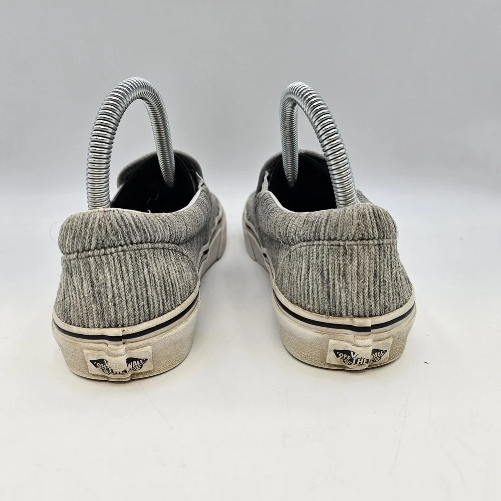Vans Classic Slip-On Shoes Mens Size 5‎ Gray Corduroy Low Top Skate Sneakers